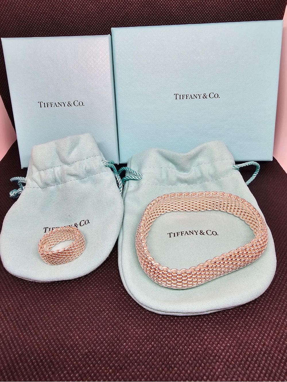 Tiffany & Co. Somerset Mesh Bracelet and Band Ring Set